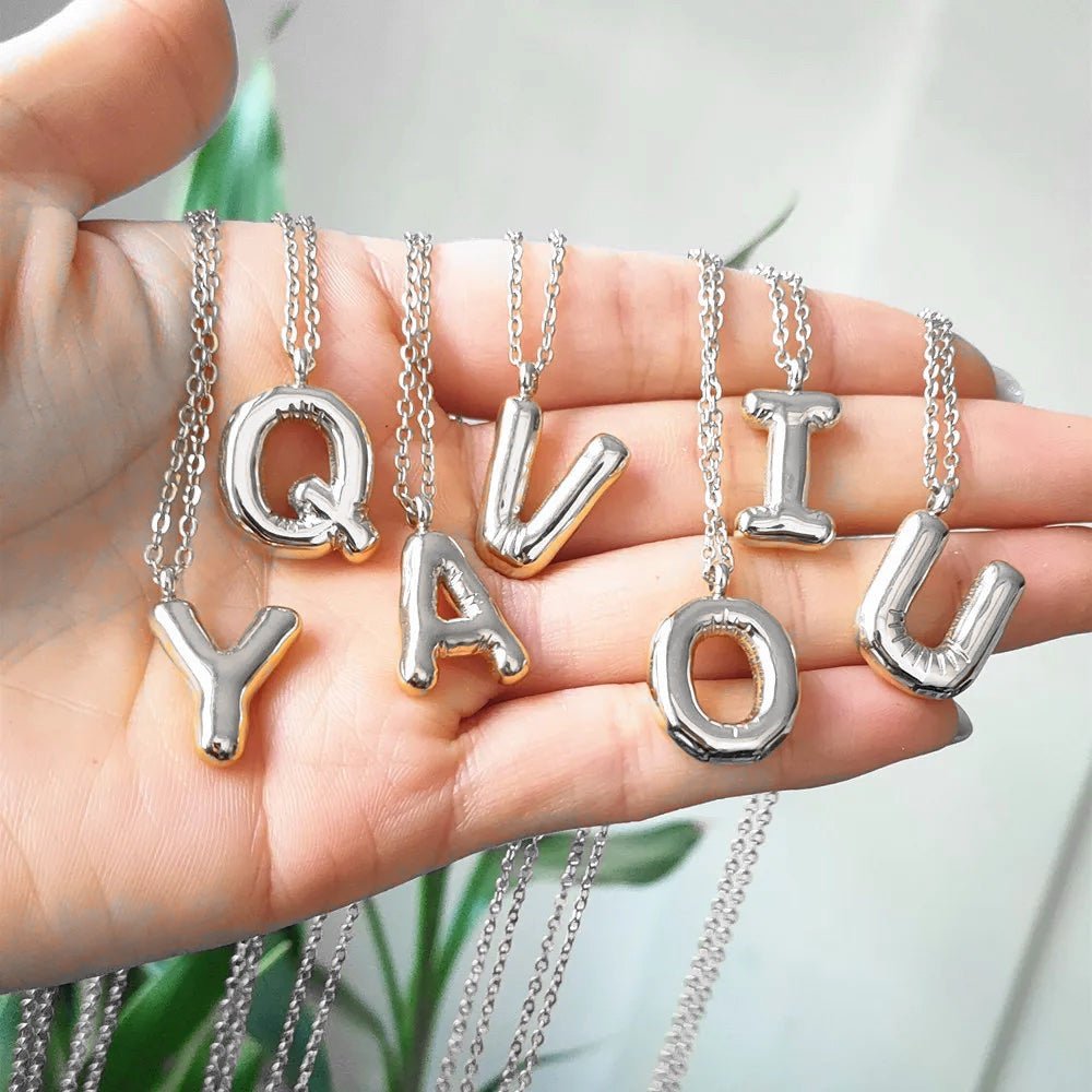 Bubble Letter Initial Necklace