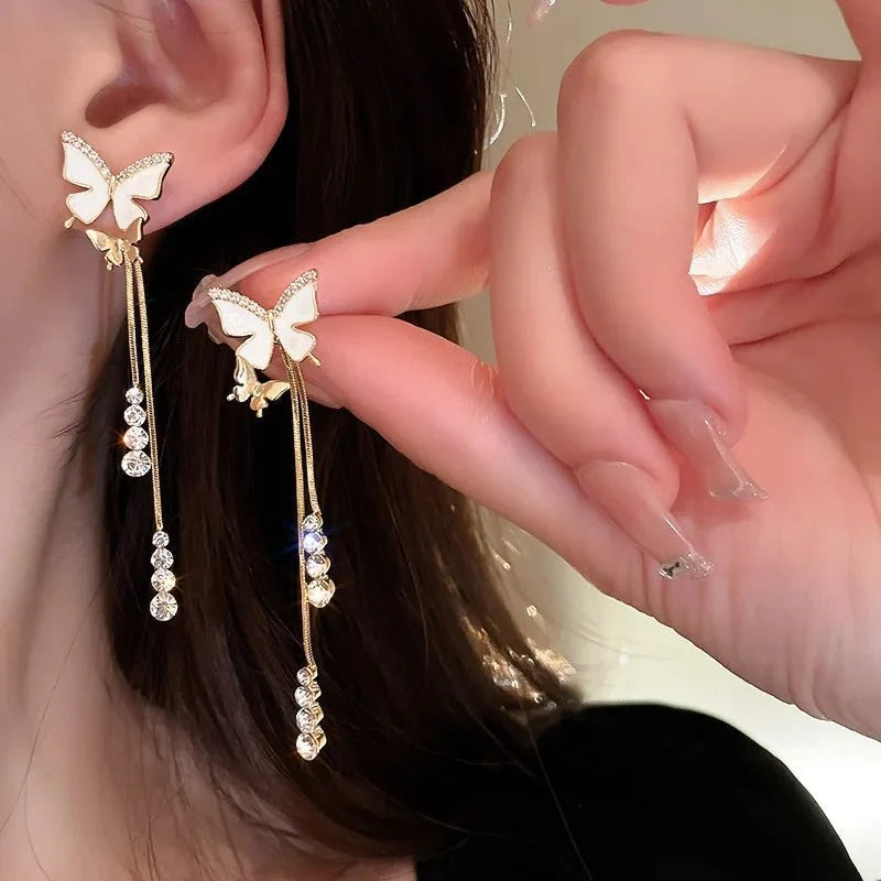 Dainty Butterfly Dangle Earrings