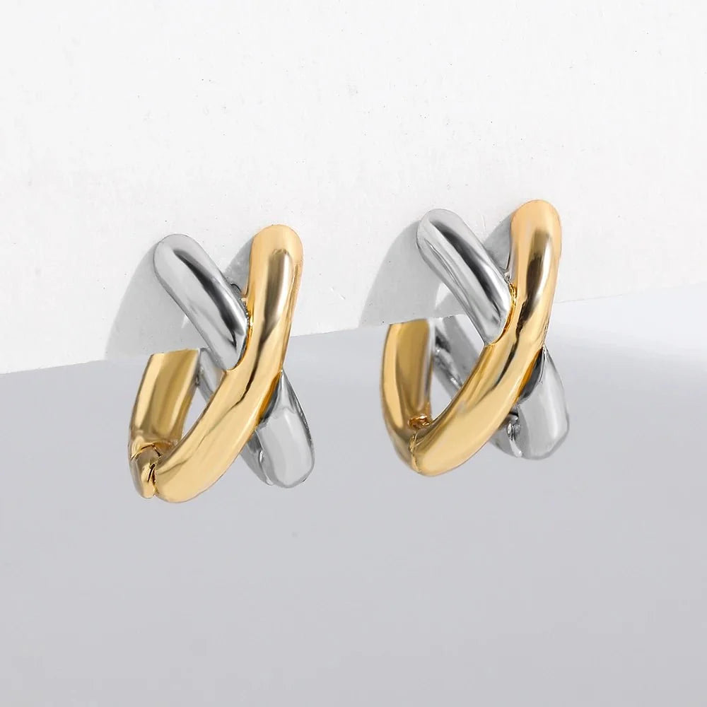 Dainty Criss Cross Contrast Earrings
