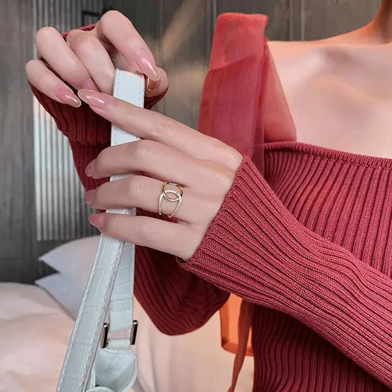 Dainty Diamond Dual Wrap Adjustable Ring