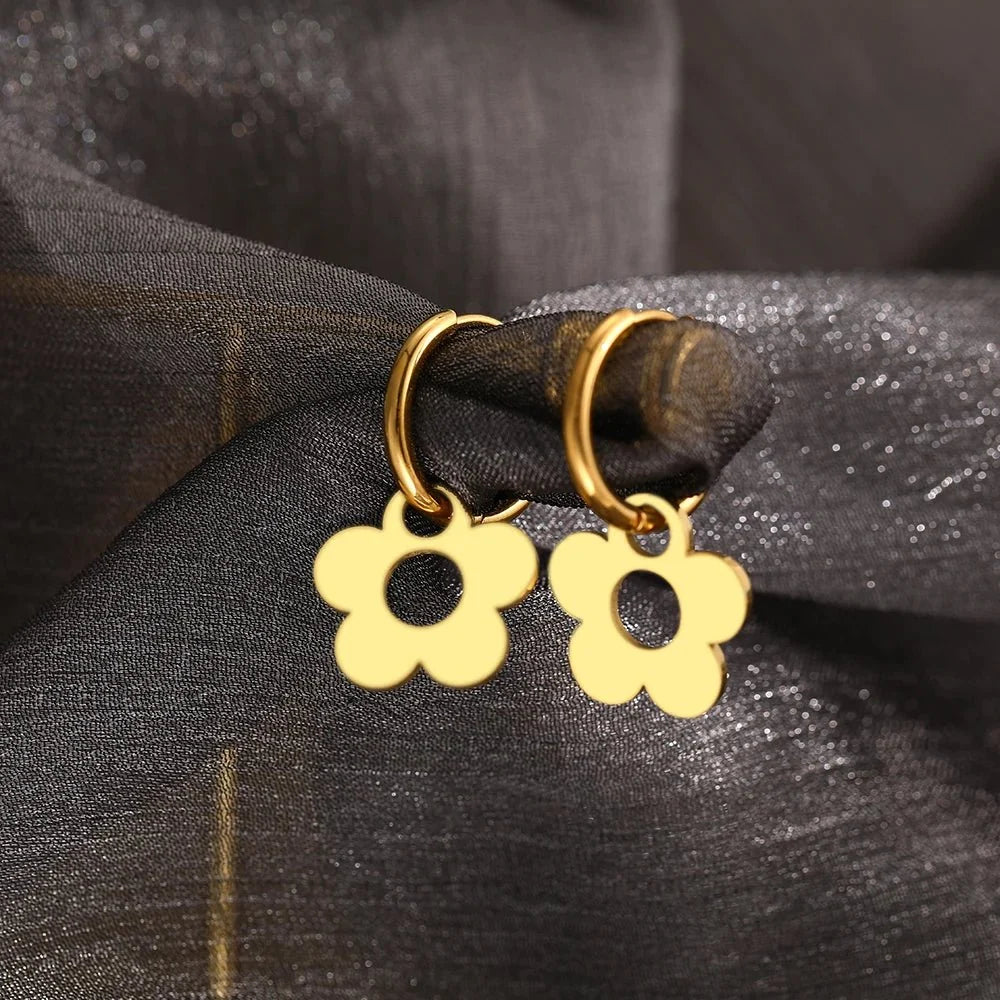 Dainty Floral Hoop Earrings