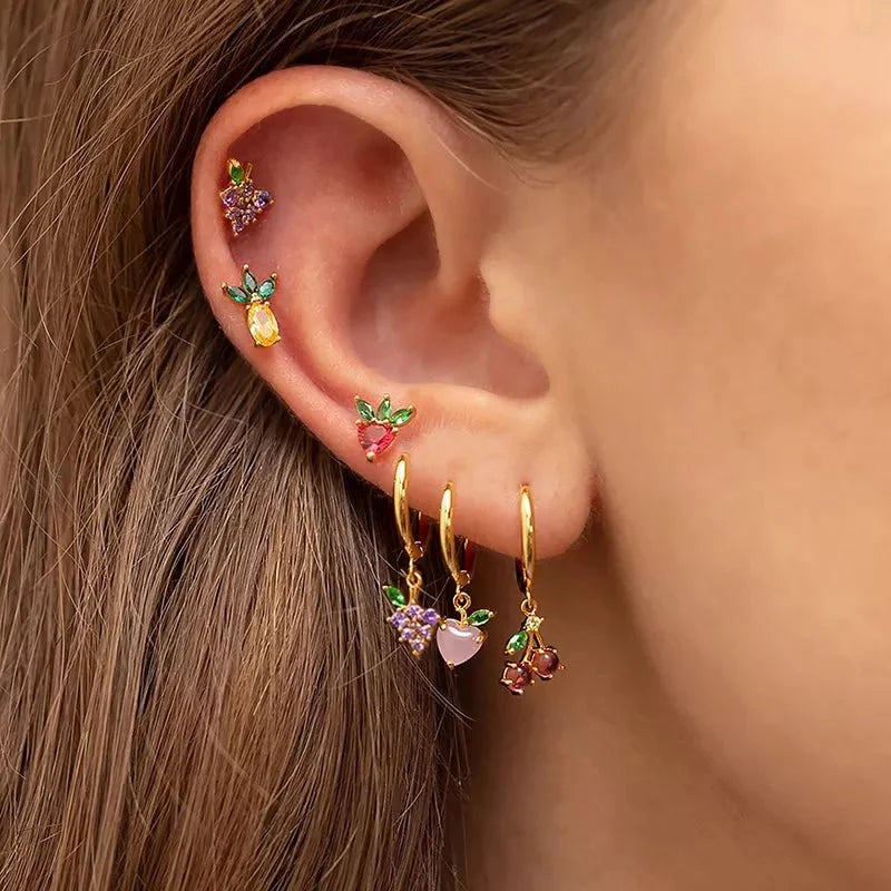 Dainty Fruit Hoop & Stud Earrings