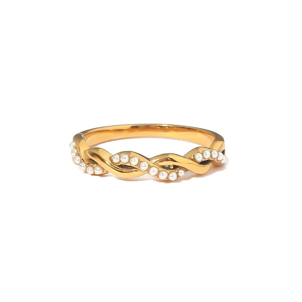 Dainty Pearl Intertwined Ring