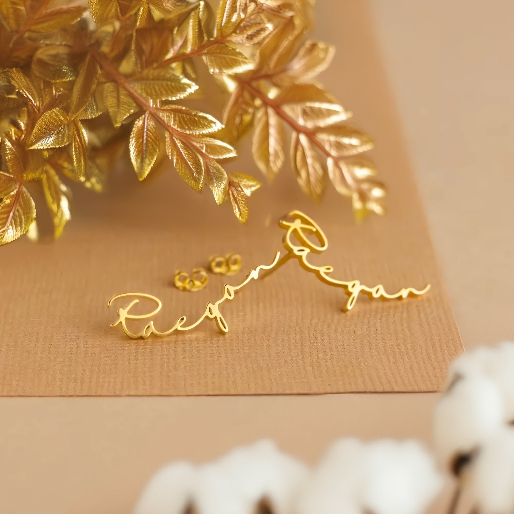 18k Dainty Personalized Name Earrings