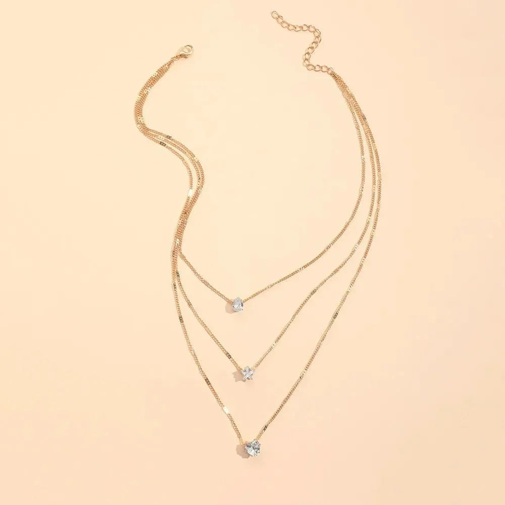 Dainty Shaped Diamonds Necklace Stack