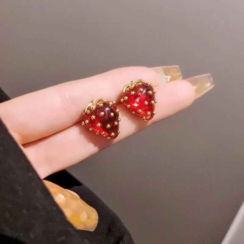 Dainty Strawberry Grace Stud Earrings