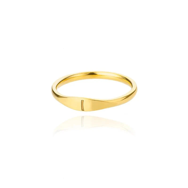 Dainty Thin Letter Initial Ring
