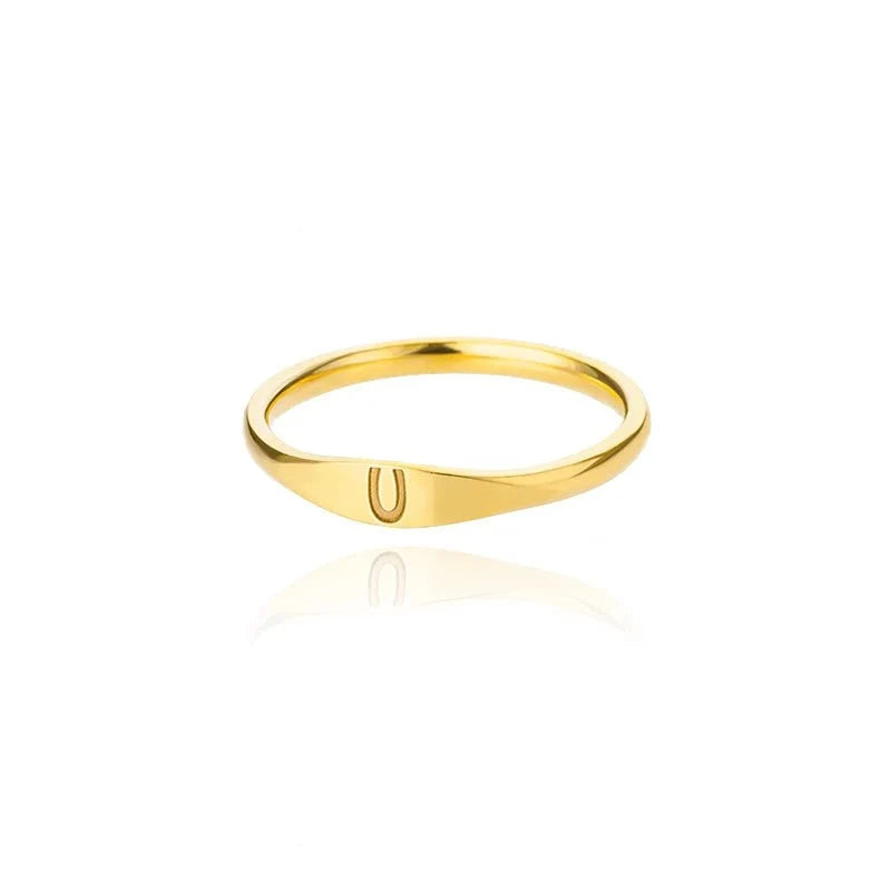 Dainty Thin Letter Initial Ring