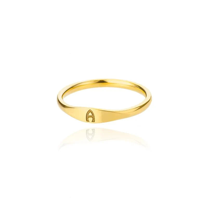 Dainty Thin Letter Initial Ring