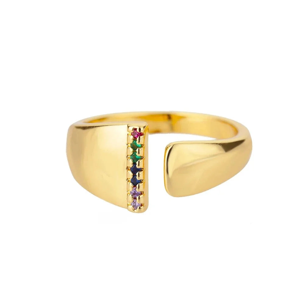Dazzling Rainbow Custom Letter Initial Rings