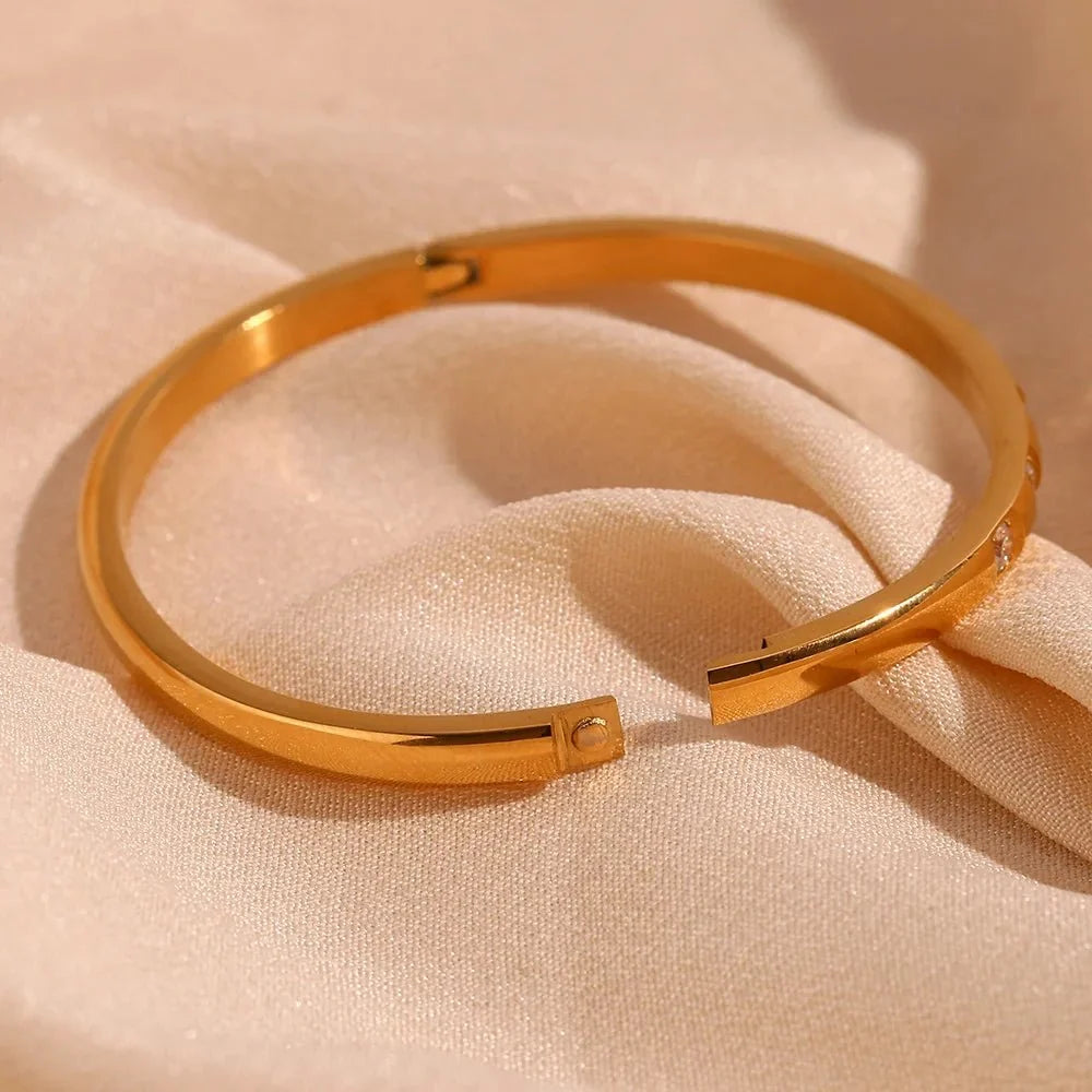 Diamond Accented Gold Cuff Bracelet