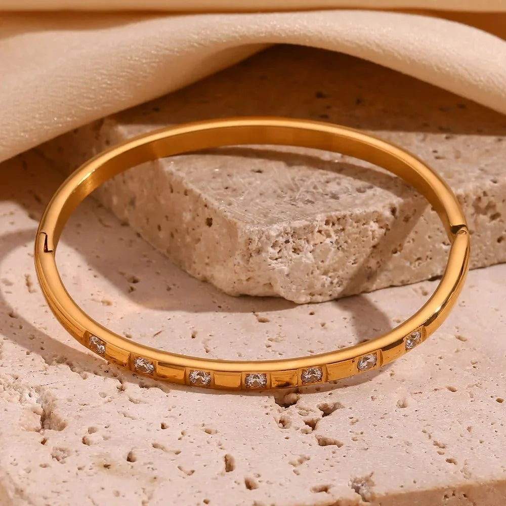 Diamond Accented Gold Cuff Bracelet