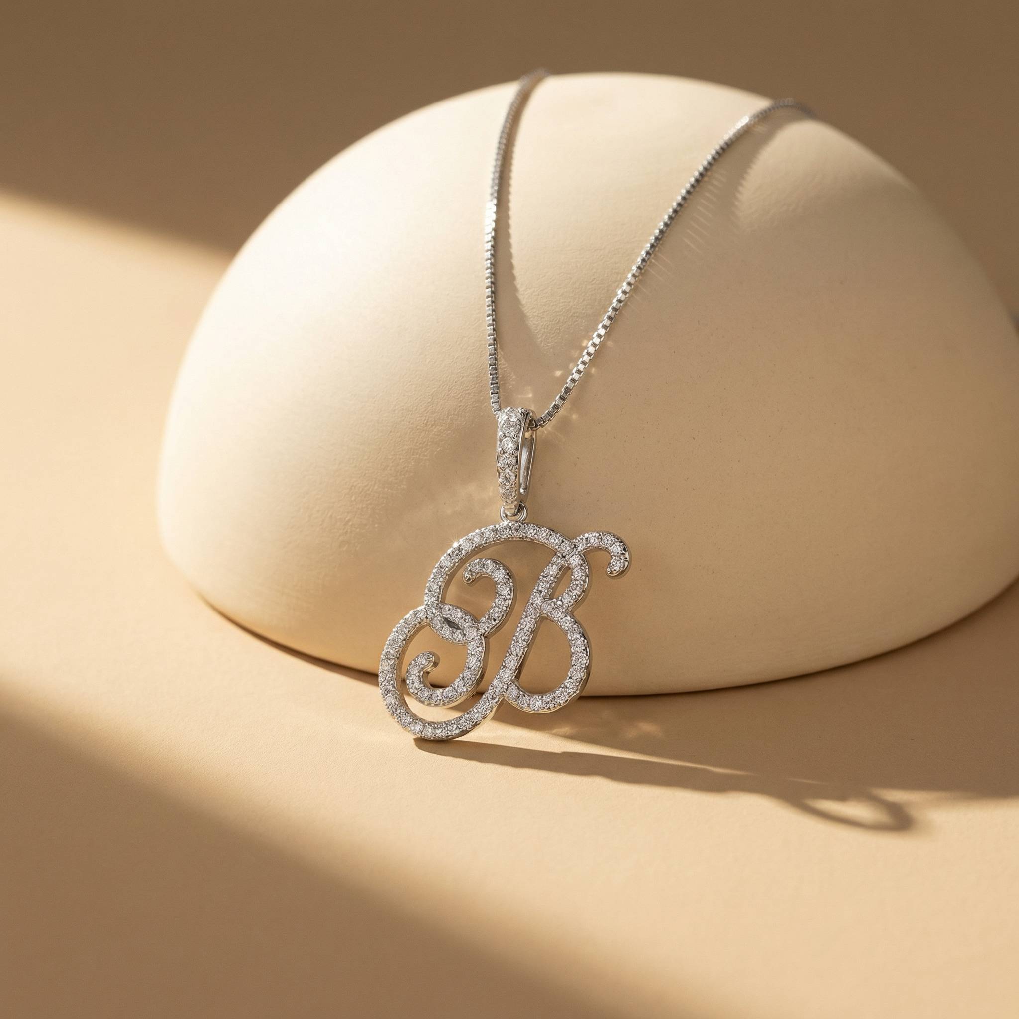 Luxe Cursive Diamond Accented Initial Necklace