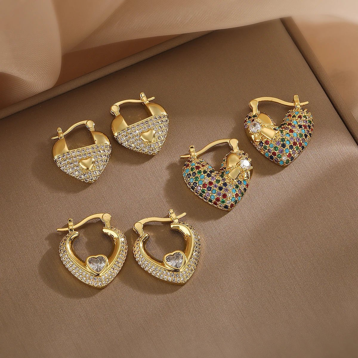 Glamorous Diamond Heart Earrings