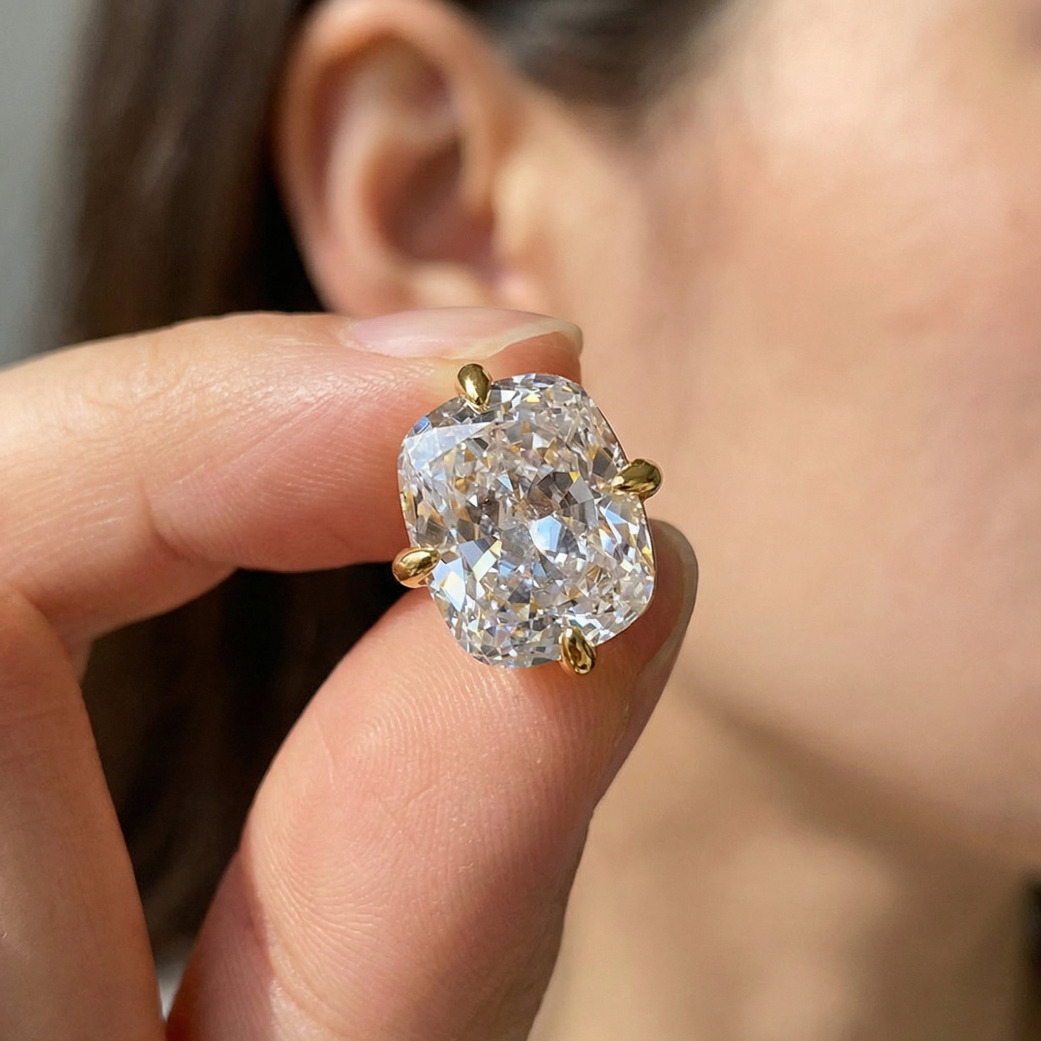 Chunky Rectangle Diamond Stud Earrings