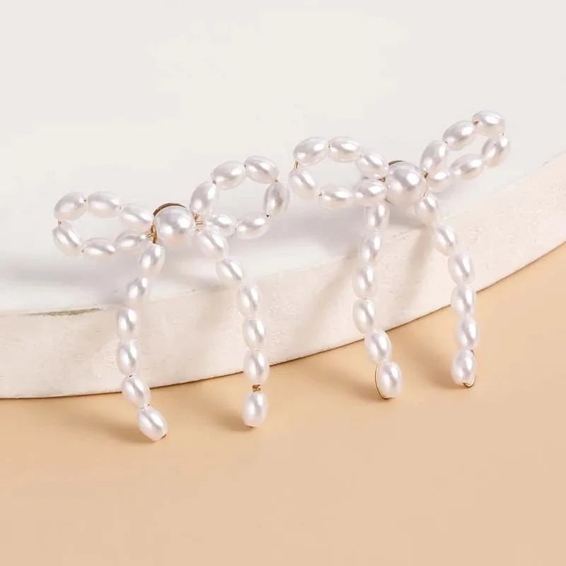 Iconic Dainty Pearl Bow Earrings