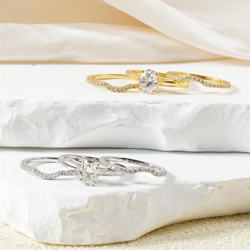 3pc Diamond Nested Ring Stack