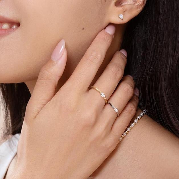 Minimal Oval Stone Set Ring