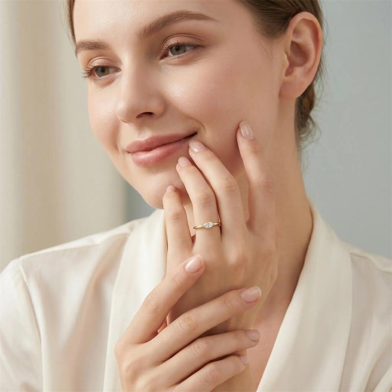 Minimal Oval Stone Set Ring