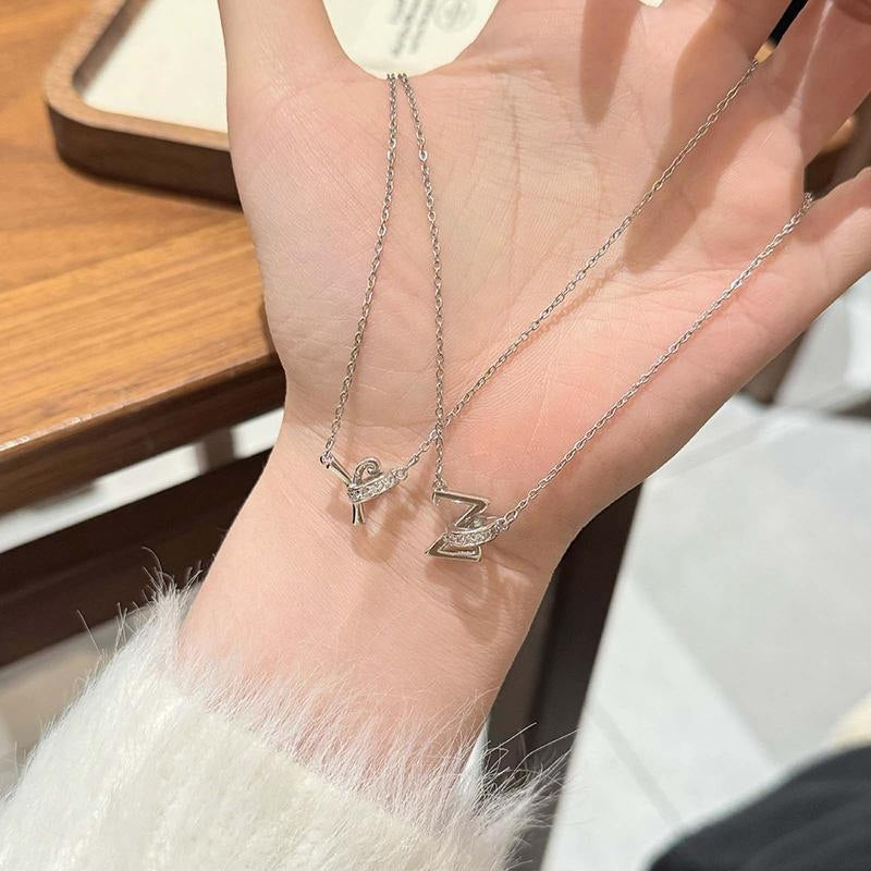 Dainty Forever Connected Initial Halo Necklace