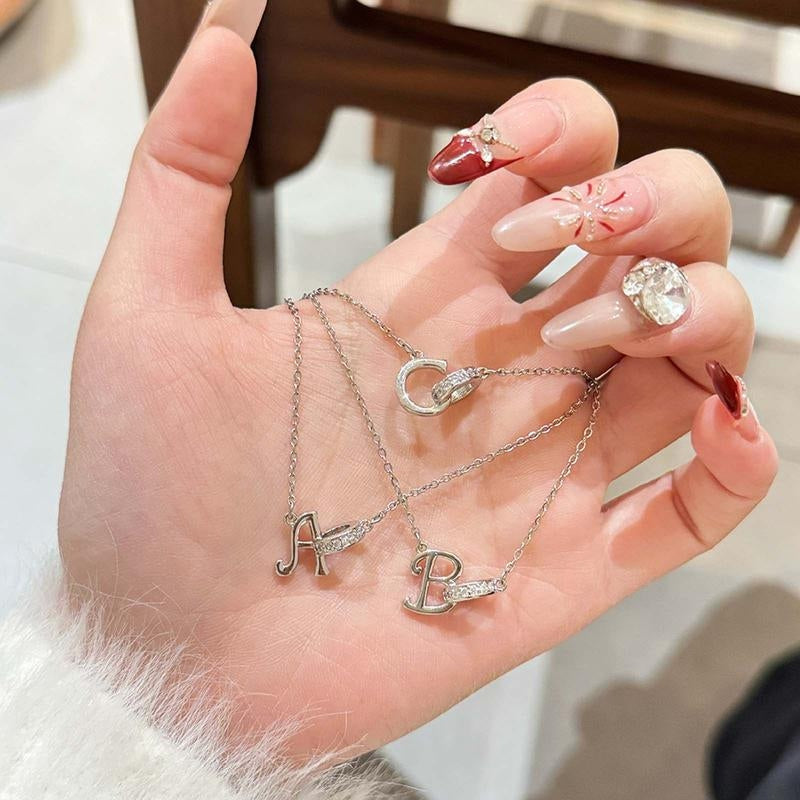 Dainty Forever Connected Initial Halo Necklace