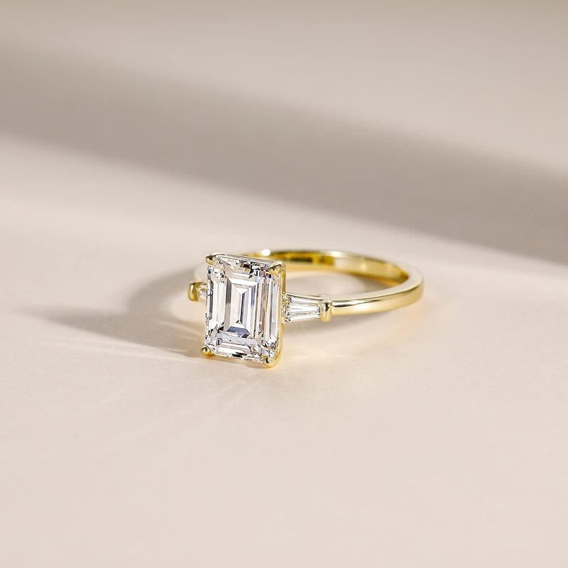 Emerald Cut Diamond Accented Ring