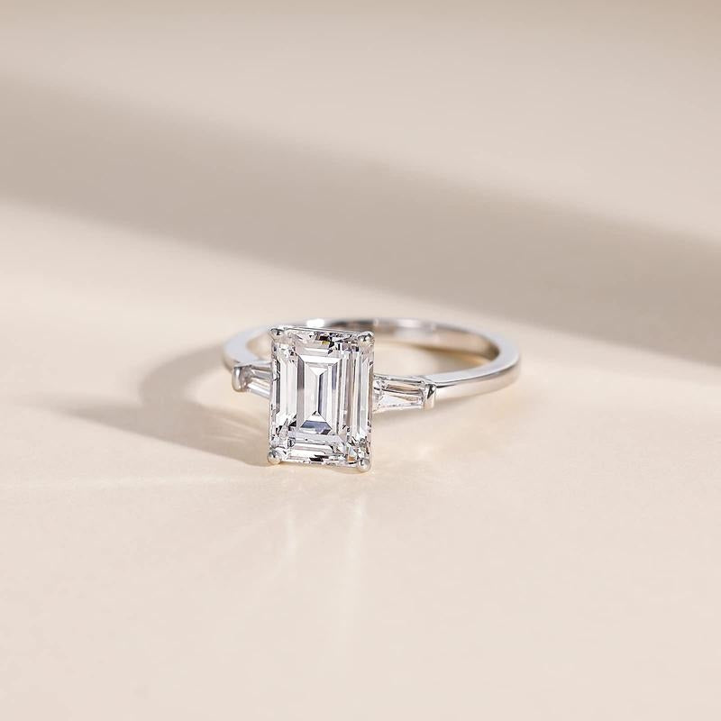 Emerald Cut Diamond Accented Ring