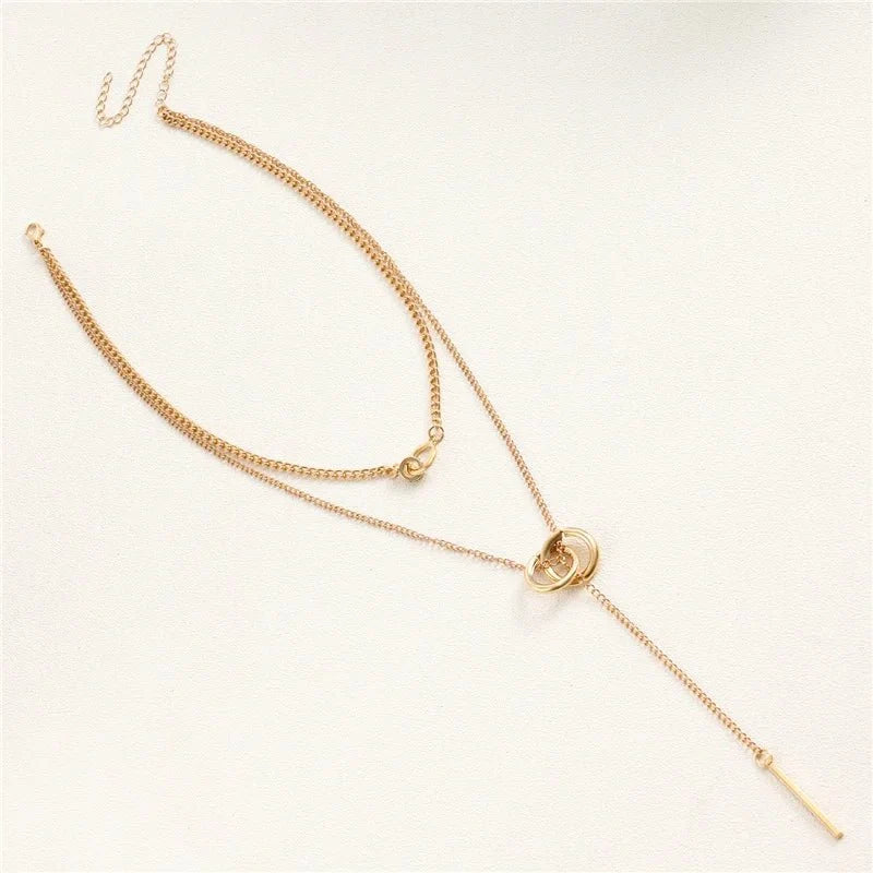 Layered Dual Circle Chain Necklace