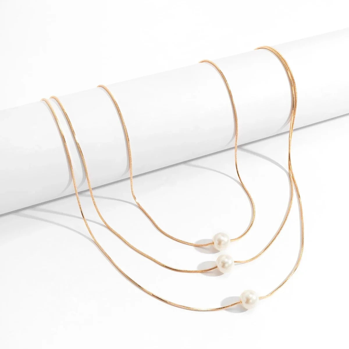 Layered Pearls Strung On Rope Necklace