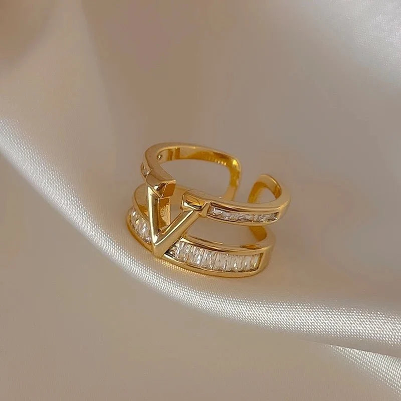 Layered "V" Diamond Ring