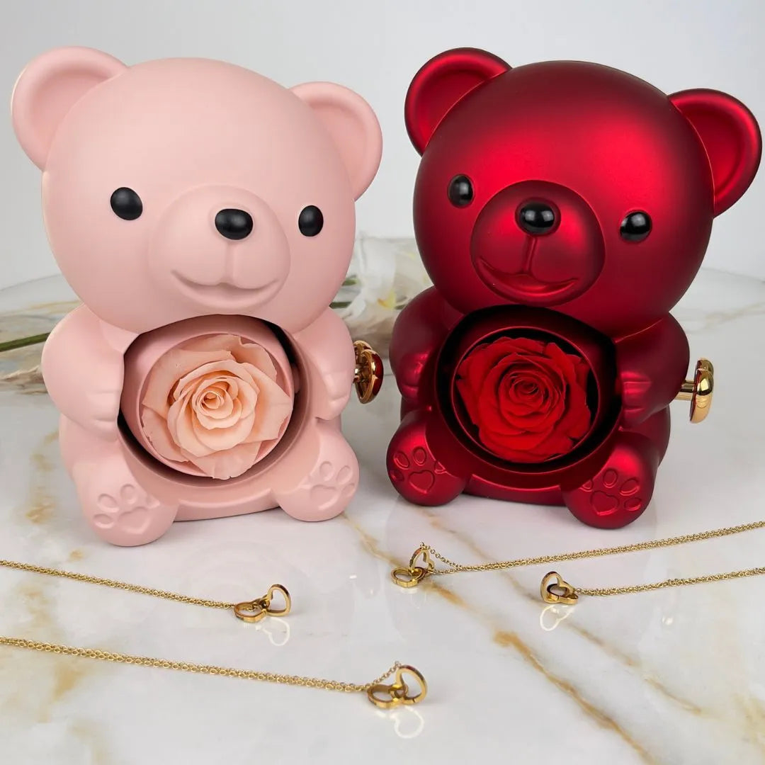 Romantic Bear Personalized Eternal Hearts Necklace