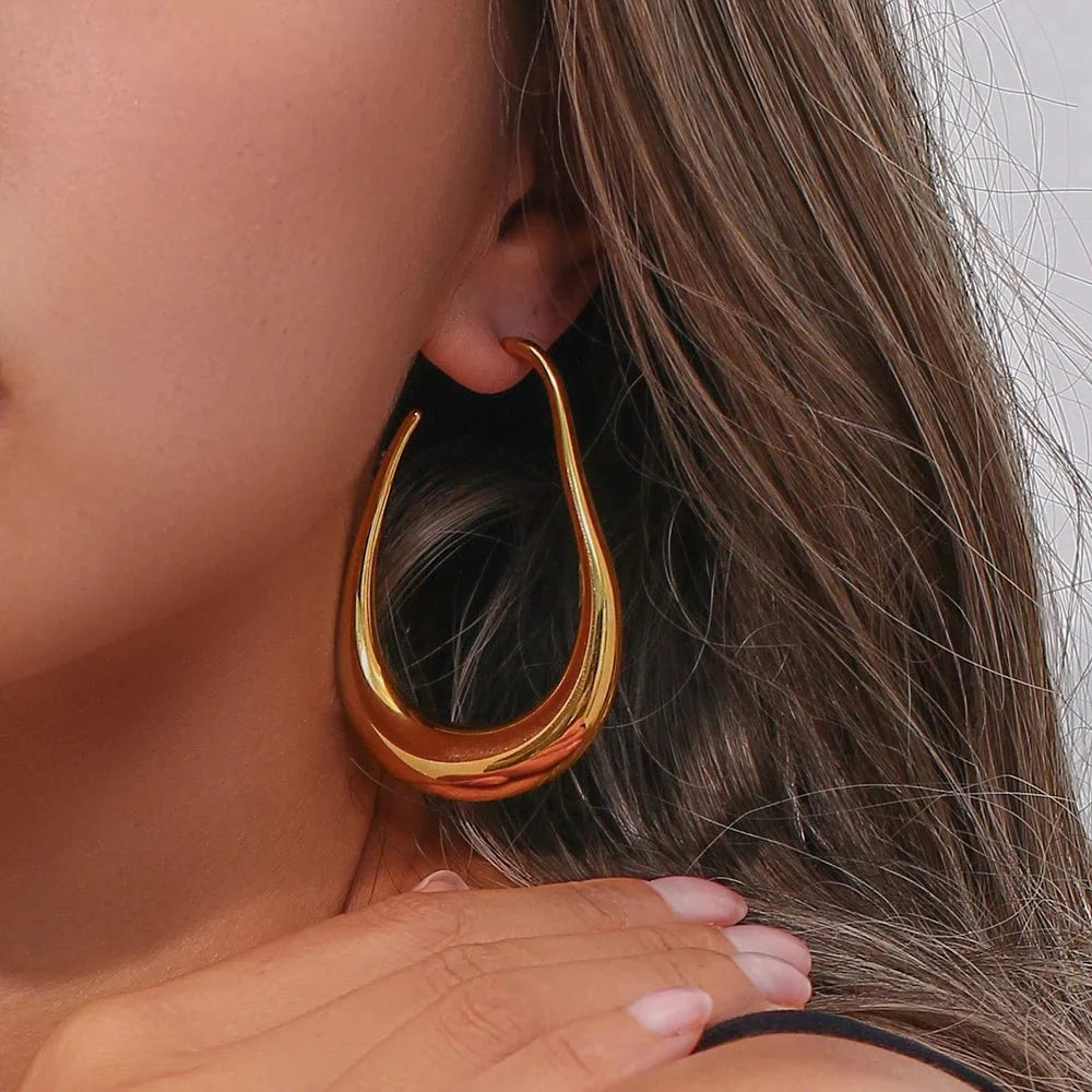 Pear Outlined Hoop Earrings