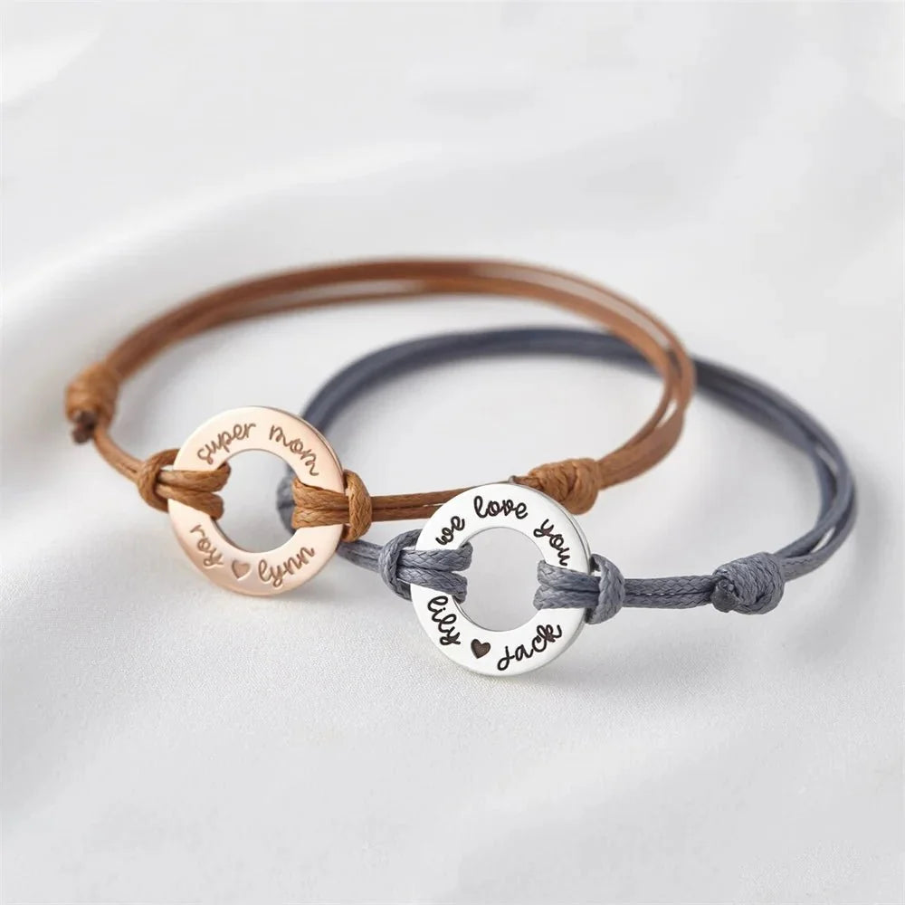 Personalized Name Disc Rope Bracelet