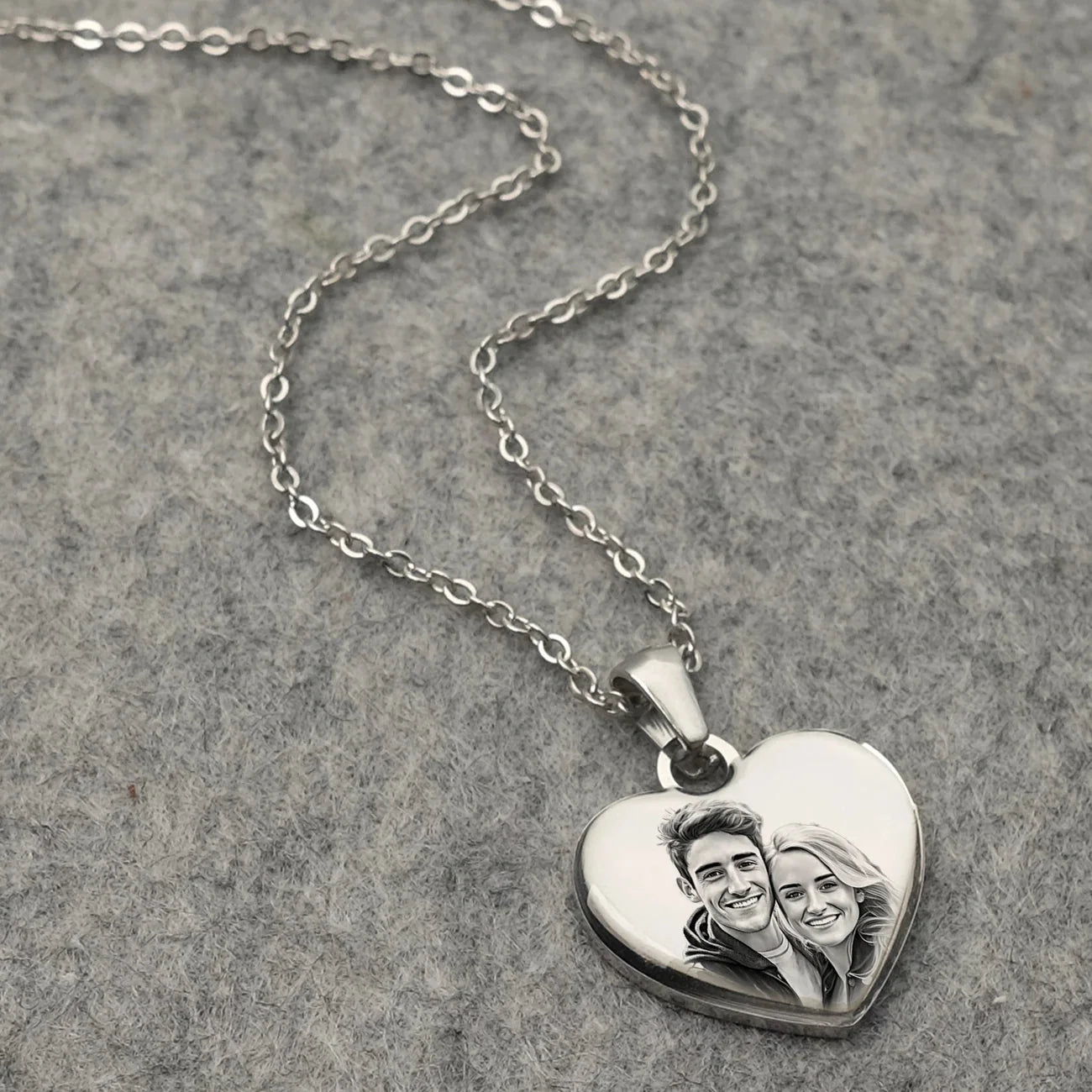 Personalized Picture & Text Heart Pendant Necklace