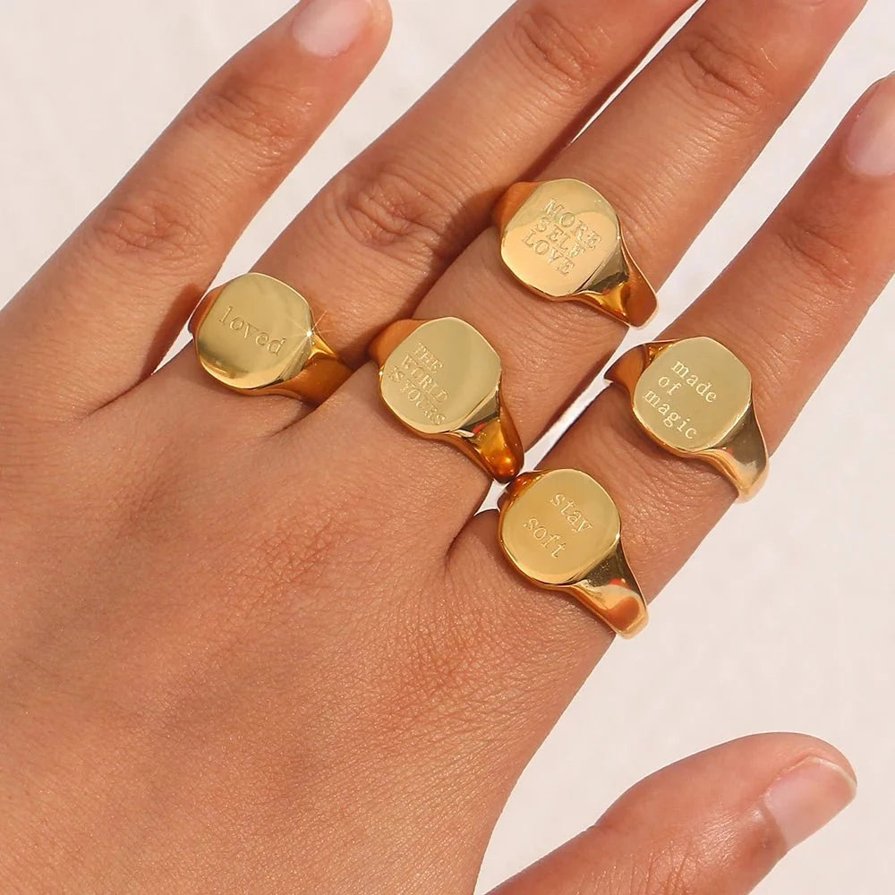 Positive Affirmation Engraved Rings