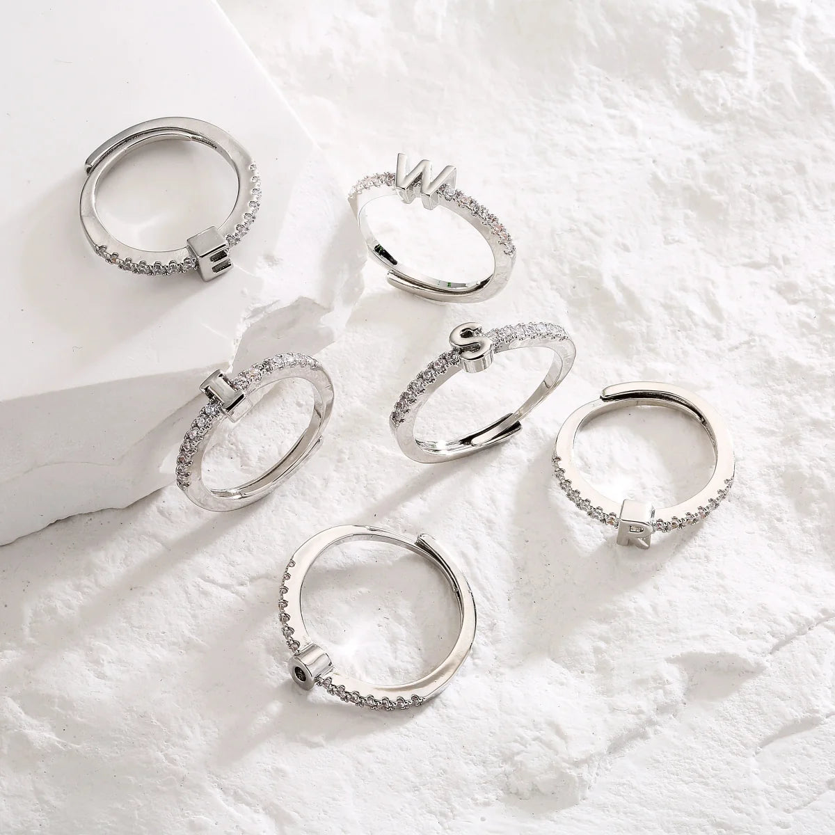 Radiant Adjustable Letter Initial Rings