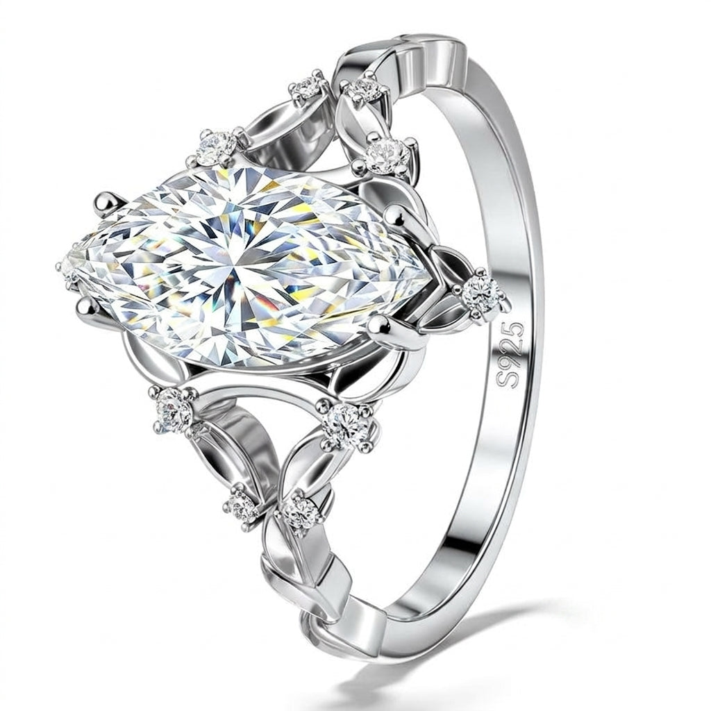 1ct S925 Marquise Cut Moissanite Droplet Ring
