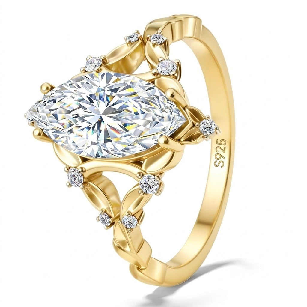 1ct S925 Marquise Cut Moissanite Droplet Ring