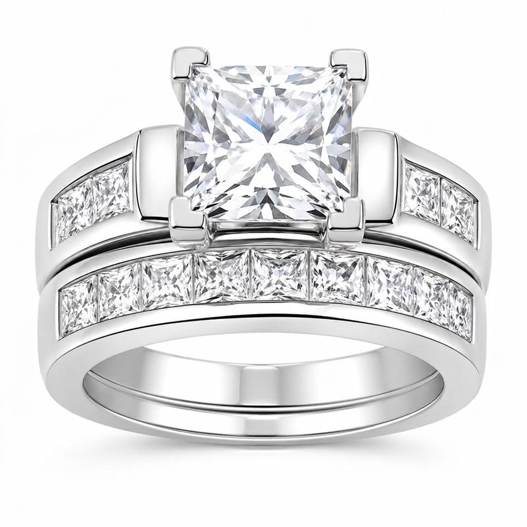 2pc Square Cut Diamond Ring Stack