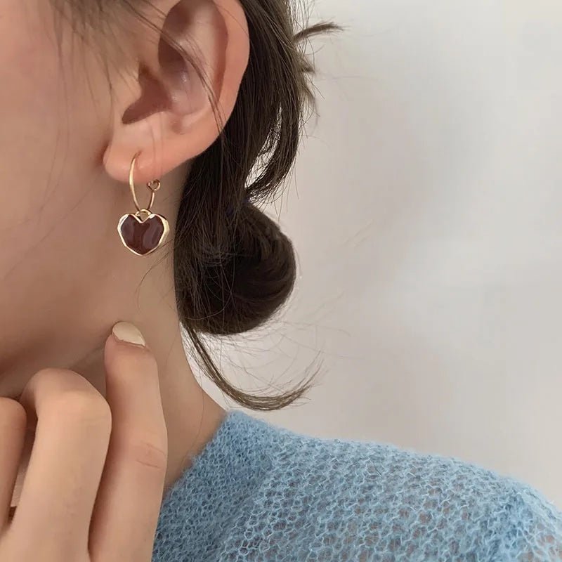 Romantic Burgundy Heart Earrings