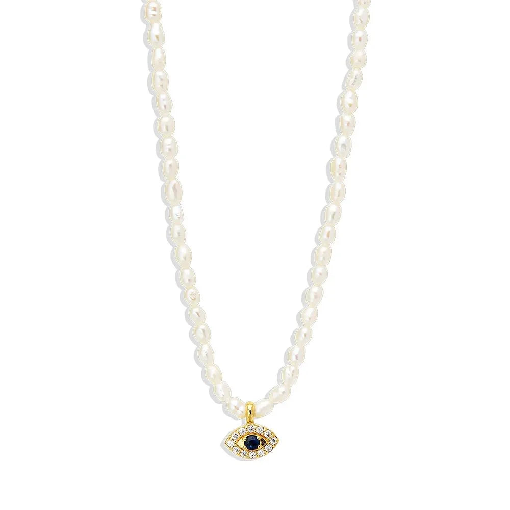 S925 Dainty Diamond Charm Pearl Necklace