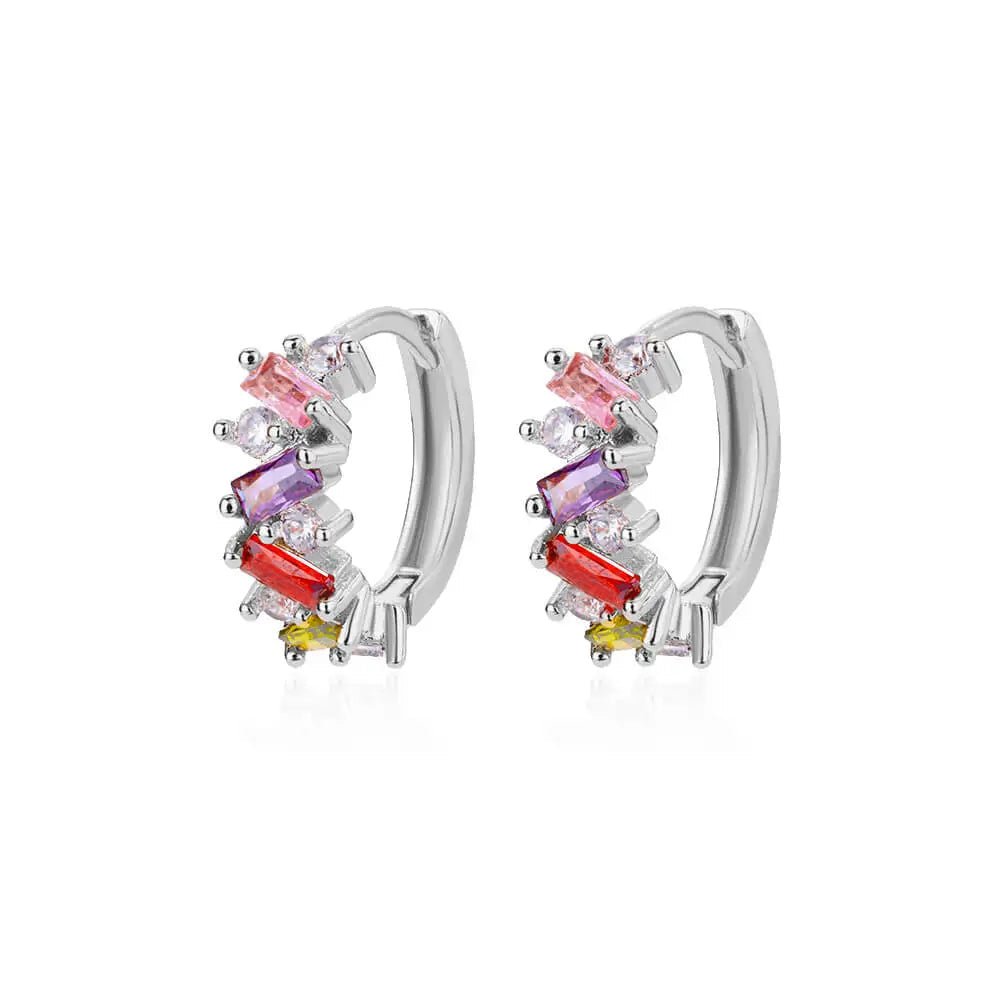 Scattered Diamonds Hoop Earrings