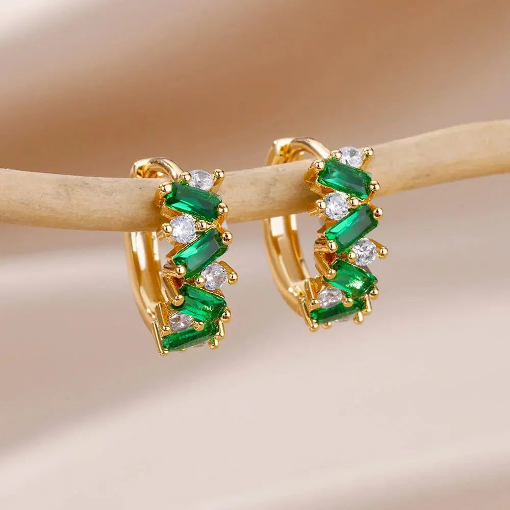 Scattered Diamonds Hoop Earrings