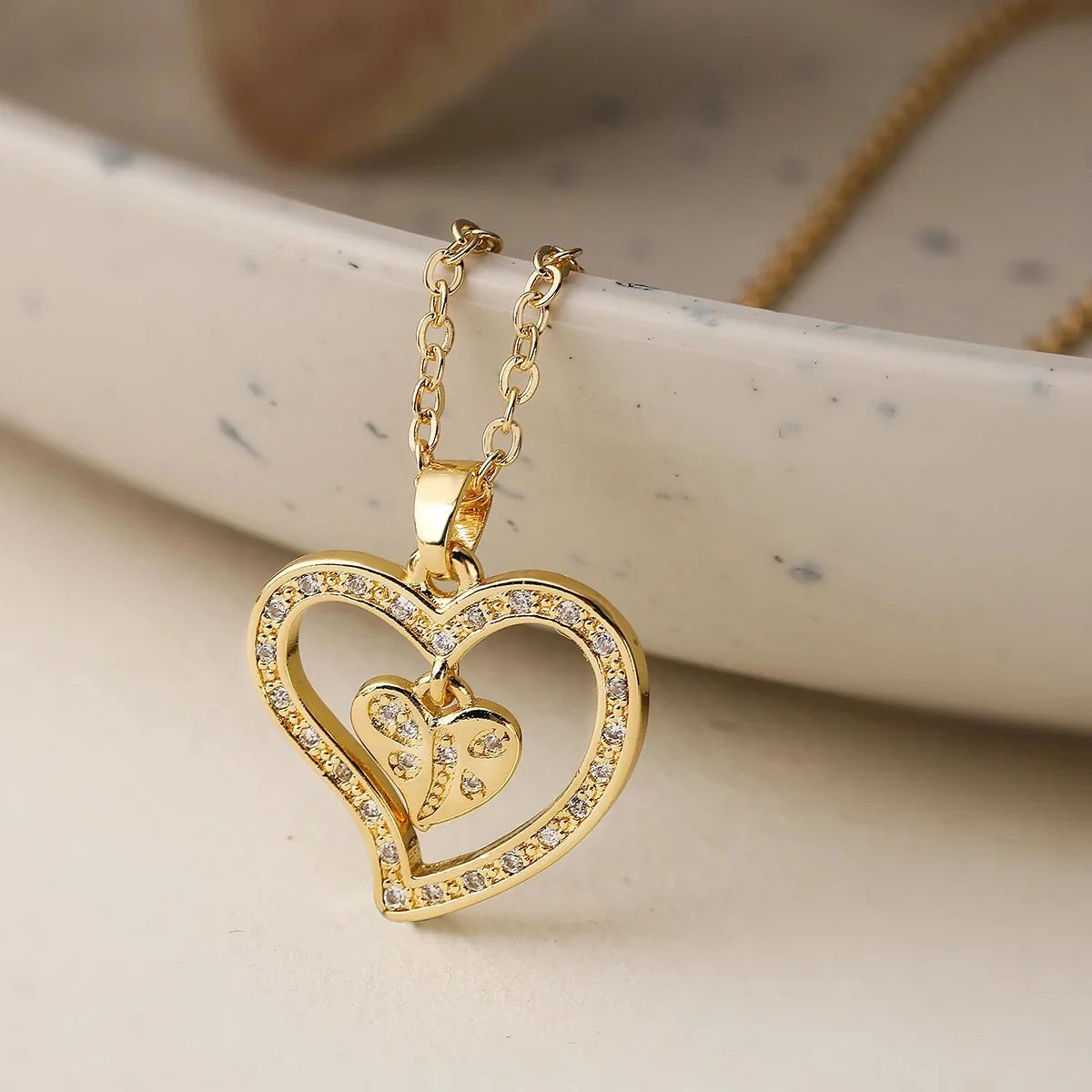 Shimmering Diamond Accented Heart Necklaces