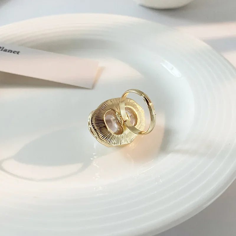 Statement Gold Accented Pearl Ring