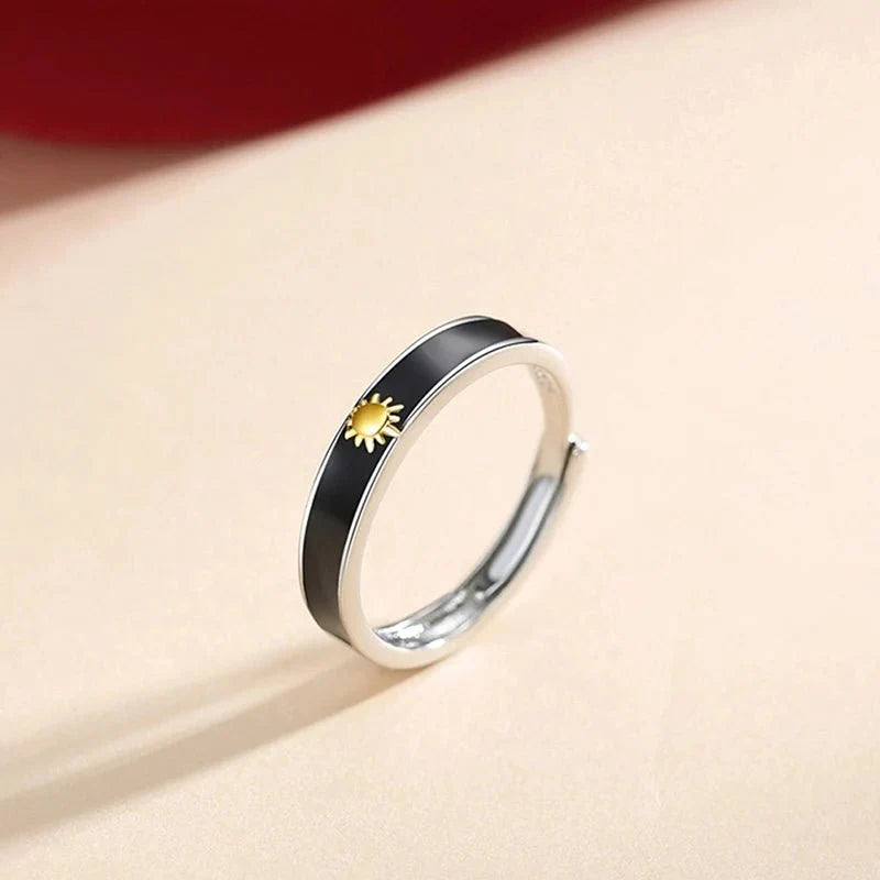 Sun & Moon Matching Couples Rings